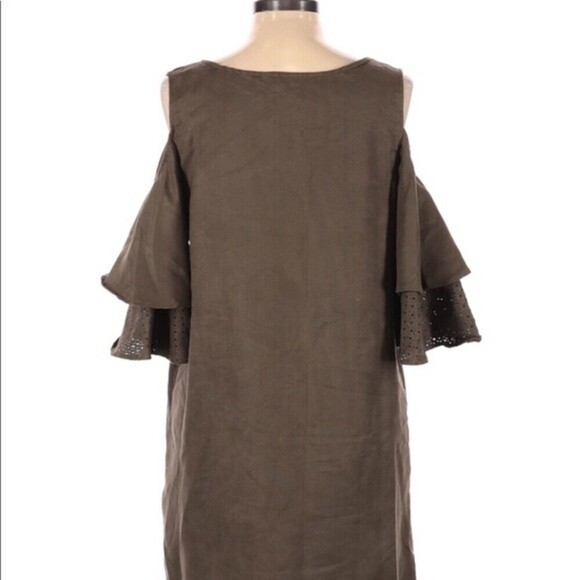 ADELINE large NWT olive suede cold shoulder dress - Picture 3 of 8